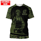 Maxcorners Personalized Name Green Camo Carpenter 3D All Over Printed HU120