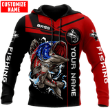 Maxcorners US Bass Fishing Custom Name Fishing Shirts
