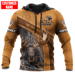 Maxcorners Moose Hunting Personalized Name 3D Over Printed Hoodie