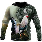 Maxcorners Rooster Unisex Deluxe Green Hoodie