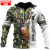 Maxcorners Deer Hunting Personalized 3D Over Printed Hoodie