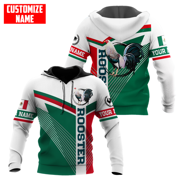Maxcorners Personalized Name Rooster Green Unisex Hoodie