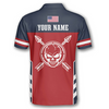 Maxcorners Skull Flag Red Navy Personalized Name 3D Shirt