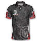 Maxcorners Archery Target Red Black Grunge Style Personalized Name Shirt
