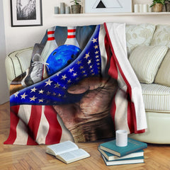 Maxcorners Bowling Hand Usa Flag Premium Blanket