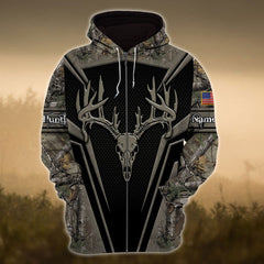 Maxcorners Eternity Huntaholic Skull Deer Hunting Zipper Hoodies 3D2 HM