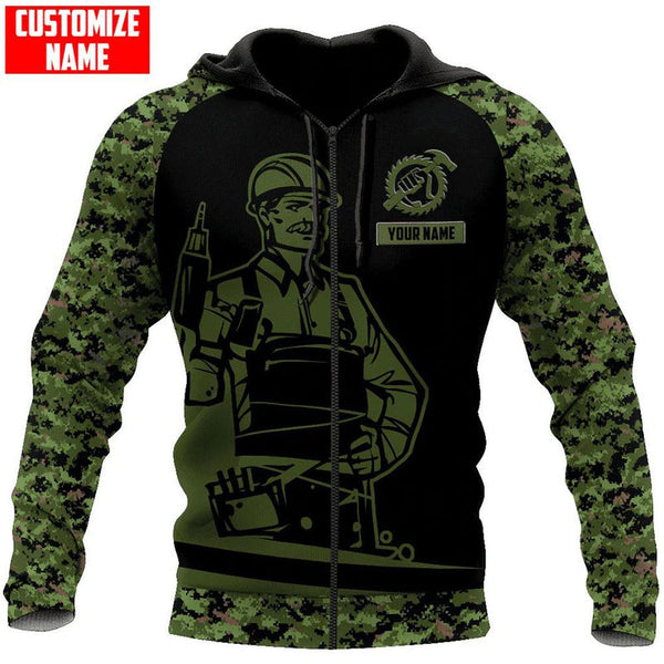 Maxcorners Personalized Name Green Camo Carpenter 3D All Over Printed HU120