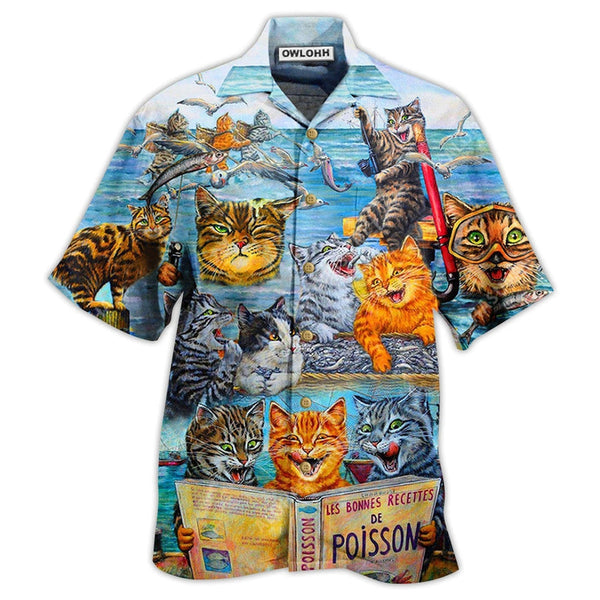 Maxcorner Cat Taught Man To Fish And Bring It To Them Hawaiian Shirt
