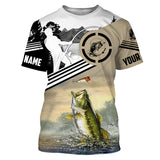 Largemouth Bass Fishing Fisherman Fishing Rod Customize Name Unisex Fishing Shirt
