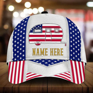 Max Corners Camping Car Leather Pattern Custom 3D Cap
