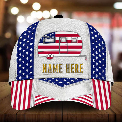 Max Corners Camping Car Leather Pattern Custom 3D Cap