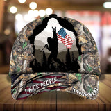 Max Corners I Hate People Bigfoot With US Flag Camping Art Camo pattern 3 Custom 3D Cap
