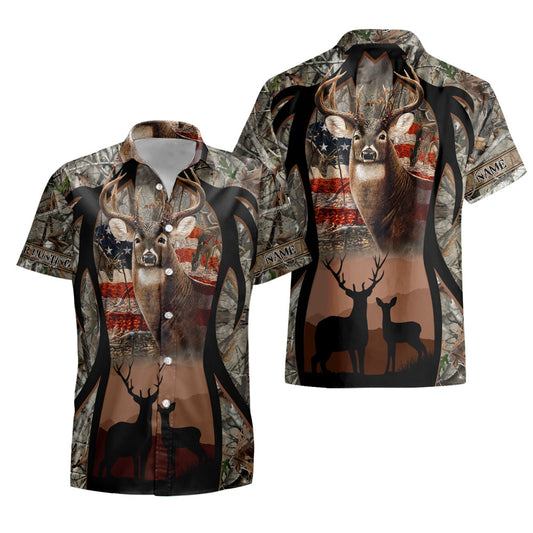 Maxcorners Deer Hunting Reverse Antlers hawaiian shirt HU0113