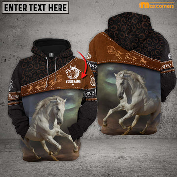 Maxcorners Personalized White Horse Jumping Collection All Over Printed Shirt