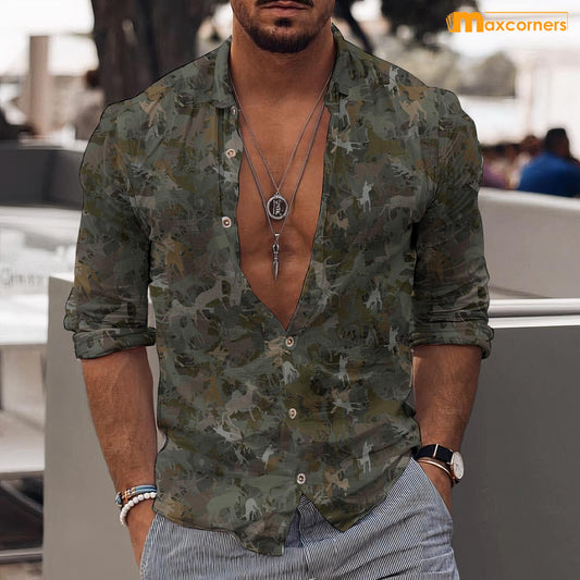 Maxcorners Deer Pine Casual Shirt