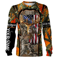 Max Corner Deer Hunting American Flag Orange Camo Custom name All over print shirts Gift For Hunter