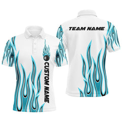 Max Corner Personalized Art Flame Bowling Cyan Bowling Ball Custom Bowling Team Shirt