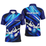 Max Corner Bowling Ball And Pins Blue Art Pattern Custom Name And Team Shirt