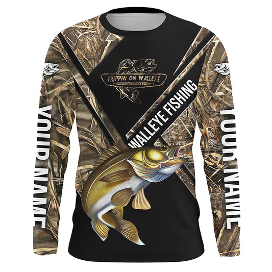 Maxcorners Walleye Fishing Camo Customize Name All Over Print Shirts