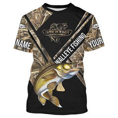 Maxcorners Walleye Fishing Camo Customize Name All Over Print Shirts