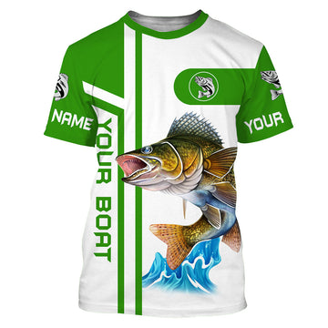Walleye Fishing Customize Name And Boat Name 3D Shirt