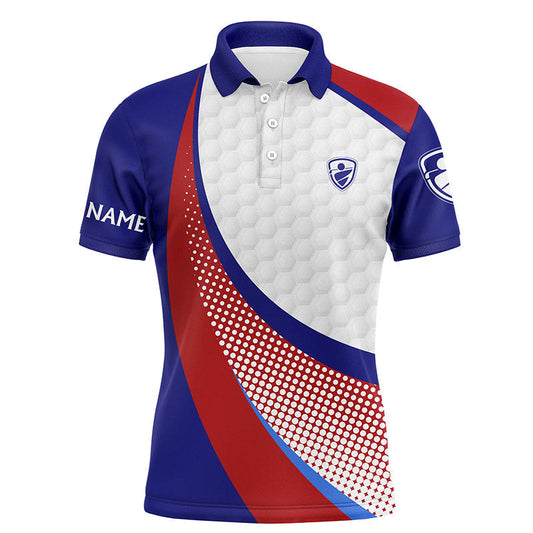 Max Corner Red white and blue Mens golf polo shirts custom mens golf shirts, personalized golf gifts