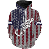 Max Corners American flag fishing Fish hook skull Custom name fishing Hoodie