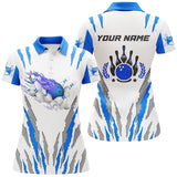 Maxcorners Blue Flame Bowling Ball Personalized All Over Printed Shirt For Women