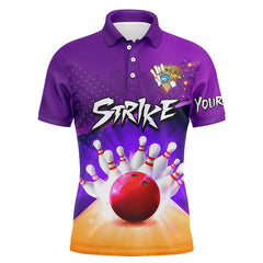Max Corner Bowling ball and pins strike purple Bowling Jersey Custom Name And Team Shirt