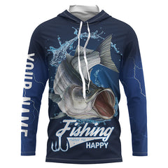Maxcorners Fishing Makes Me Happy 3D Shirt Striped Bass Fishing Personalized