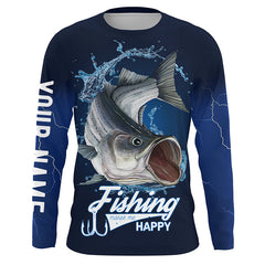 Maxcorners Fishing Makes Me Happy 3D Shirt Striped Bass Fishing Personalized