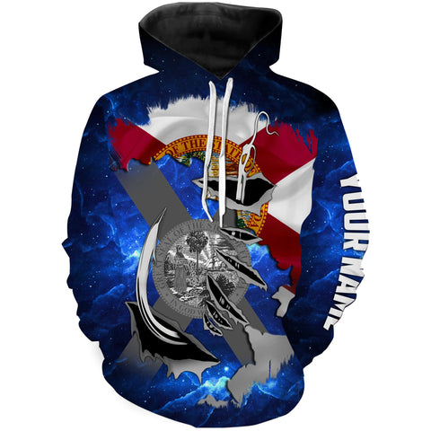 Max Corners Florida FL Fishing Fish Hook Flag blue Universe patriotic Hoodie
