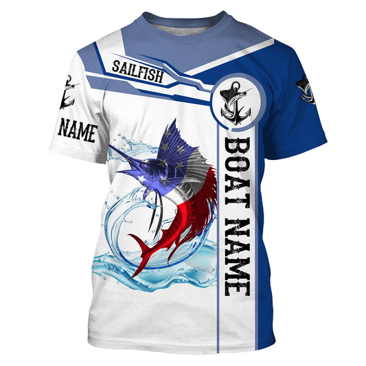 Maxcorners Sailfish Fishing American Flag Custom Name And Boat Name