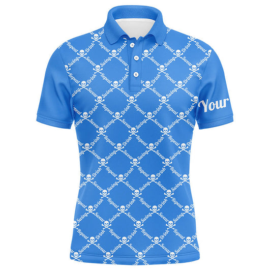 Max Corner Mens golf polo shirt swing swear drink repeat golf skull custom name golf wear for mens