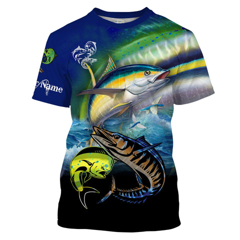 Mahi Mahi ( Dorado), Wahoo, Tuna Fishing Customize Name Unisex Fishing Shirt