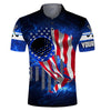 Max Corner Mens patriot golf polos Golf ball blue galaxy universe American flag, custom gifts for golf lovers
