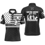 Maxcorners Golf Black White American Flag Customized Name All Over Printed Unisex Shirt