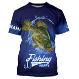 Fishing Makes Me Happy Crappie Fishing Shirt Customized Name Fishing Shirts