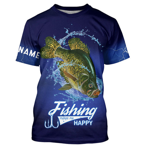 Fishing Makes Me Happy Crappie Fishing Shirt Customized Name Fishing Shirts