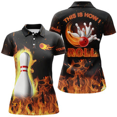 Maxcorners This Is How I Roll, Black Flame Bowling Customized Name All Over Printed Shirt For Women