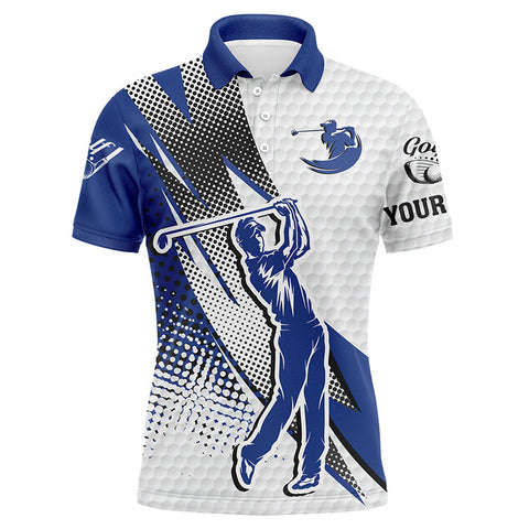 Maxcorners Golf White And Blue Customized Name All Over Printed Unisex Shirt