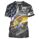 Maxcorner Walleye Fishing American Flag Patriotic Custome Name  3D shirt