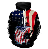 Max Corners Largemouth Bass Fishing American Flag Custom name fishing 3D Hoodie