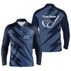 Max Corner Mens golf polo shirt blue lightning custom name and team name golf shirt, golfing gifts