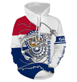 Max Corners Trouts fly fishing in Missouri flag patriotic Custom name fishing 3D Hoodie