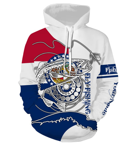 Max Corners Trouts fly fishing in Missouri flag patriotic Custom name fishing 3D Hoodie