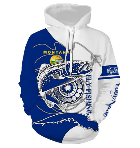 Max Corners Montana Trouts fly fishing flag patriotic Custom name fishing 3D Hoodie
