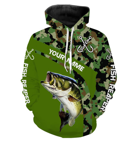 Max Corners Largemouth Bass fishing Green Camo fishing jerseys Customize name 3D Hoodie