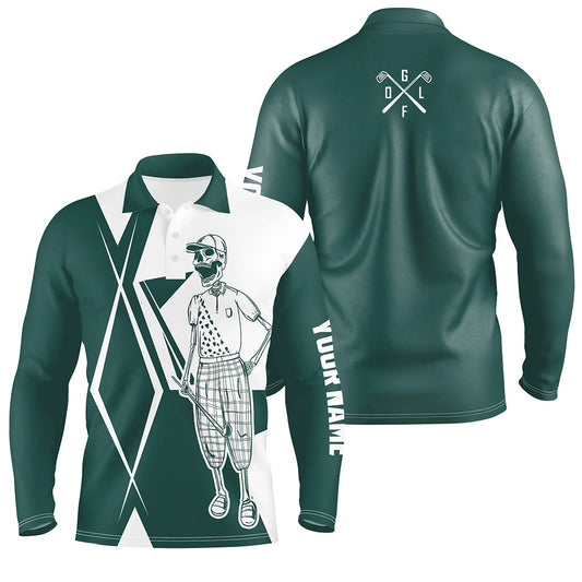 Max Corner Green and white argyle Mens golf polo shirt custom golf skull team golf jerseys best mens golf wear