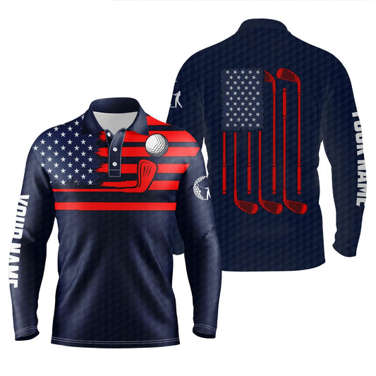 Max Corner American flag patriotic Men golf polo shirts custom name blue golf polo shirt mens